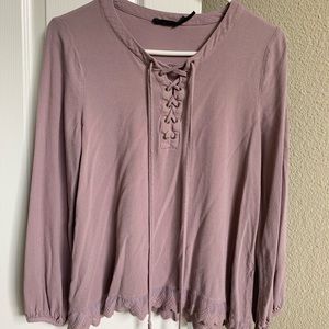 Mauve blouse lace detail